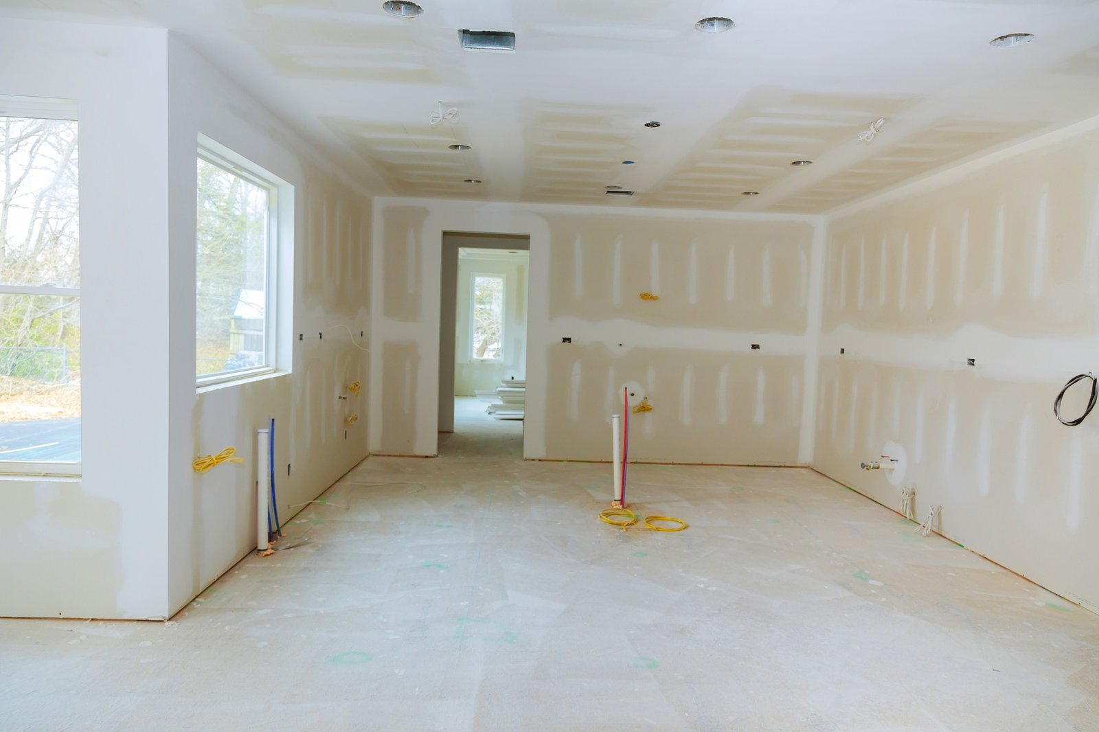 construction building industry new home construction interior drywall and finish details light white